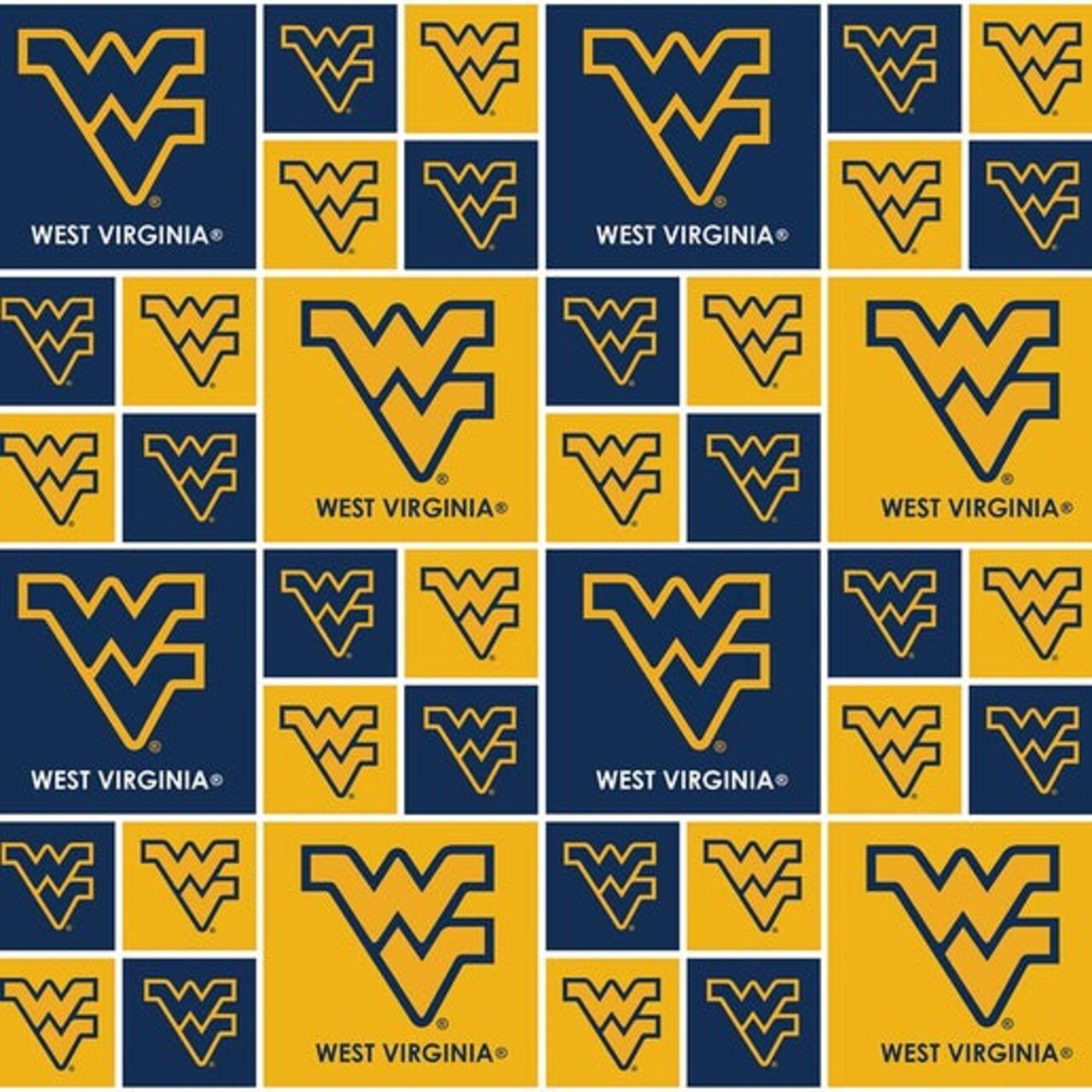 Licensed NCAA West Virginia Block WV-020 Cotton Fabric by the Yard